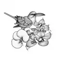 Mockingbird with Orchids and year 1986 tattoo design idea