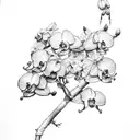 Eminem inspired mockingbird with orchids tattoo design idea
