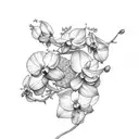 Eminem inspired mockingbird with orchids tattoo design idea