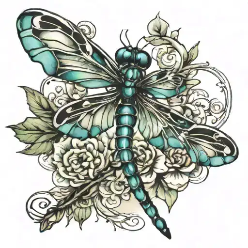 dragonfly perched tattoo design idea
