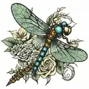 dragonfly perched tattoo design idea