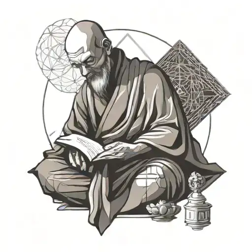 Monk meditating reading a bible tattoo design idea