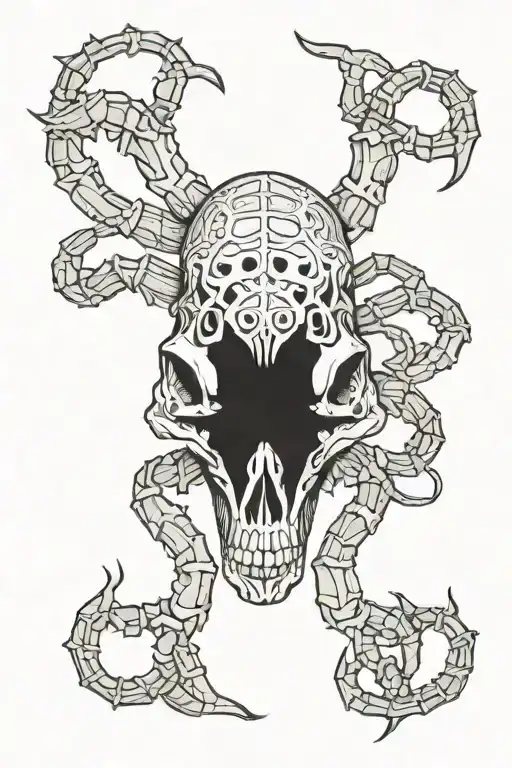 Scalapendra, scorpion, spider skull bones tattoo design idea
