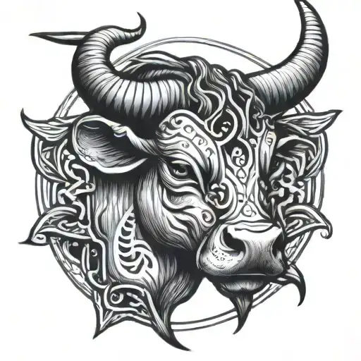 Taurus bull head with the name Anthony  tattoo design idea