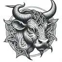 Taurus bull head with the name Anthony  tattoo design idea