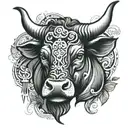 Taurus bull head with the name Anthony  tattoo design idea