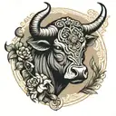 Taurus bull head with the name Anthony  tattoo design idea