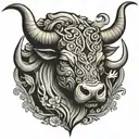 Taurus bull head with the name Anthony  tattoo design idea