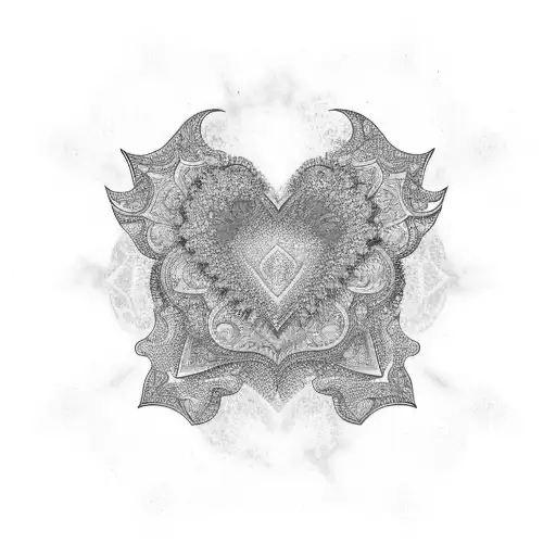 A psychedelic heart with intricate patterns and vibrant colors tattoo design idea