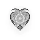 A psychedelic heart with intricate patterns and vibrant colors tattoo design idea