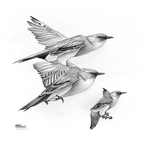 three little birds flying tattoo design idea