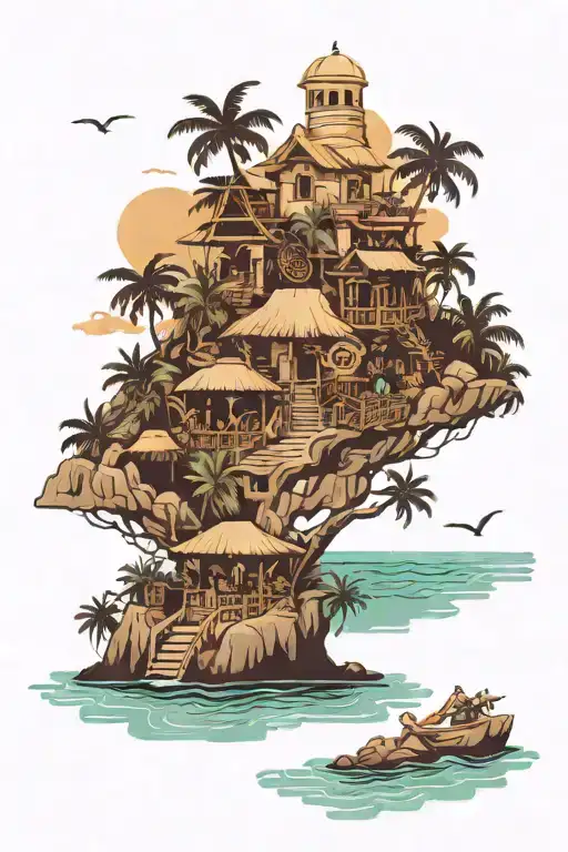 Isla mujeres island with negative space tattoo design idea