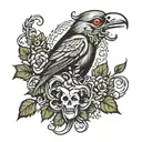 vines, crow, medusa head tattoo design idea