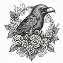 vines, crow, medusa head tattoo design idea
