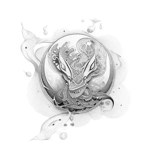 lua e mar tattoo design idea