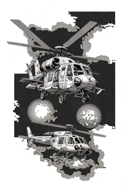 blackhawk helicopter memorial piece tattoo design idea