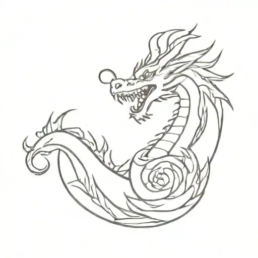 japanise  dragon eating human heart line tattoo tattoo design idea