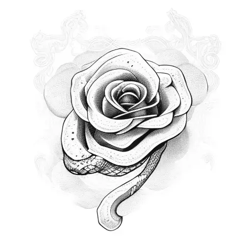 snake with rose tattoo design idea