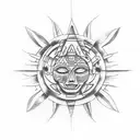 mayan sun tattoo design idea