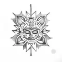 mayan sun tattoo design idea