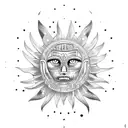 mayan sun tattoo design idea