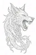 a wolf with kraken tentacles teeth claws emerging tattoo design idea