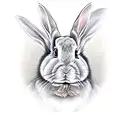 A rabbit with red eyes plays the marching drum tattoo design idea