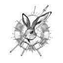 A punk rock drummer rabbit tattoo design idea