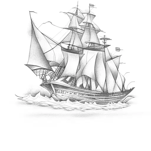 ship sailing on flames  tattoo design idea