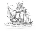 ship sailing on flames  tattoo design idea