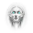 female statue head with wavy warped eyes tattoo design idea