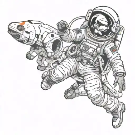 cowgirl astronaut floating tattoo design idea