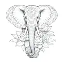elephant and lotus flower blooming tattoo design idea
