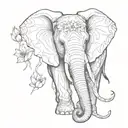 elephant and lotus flower blooming tattoo design idea