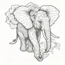 elephant and lotus flower blooming tattoo design idea