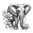 elephant and lotus flower blooming tattoo design idea