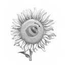 sunflower in vivid colors with ladybug tattoo design idea