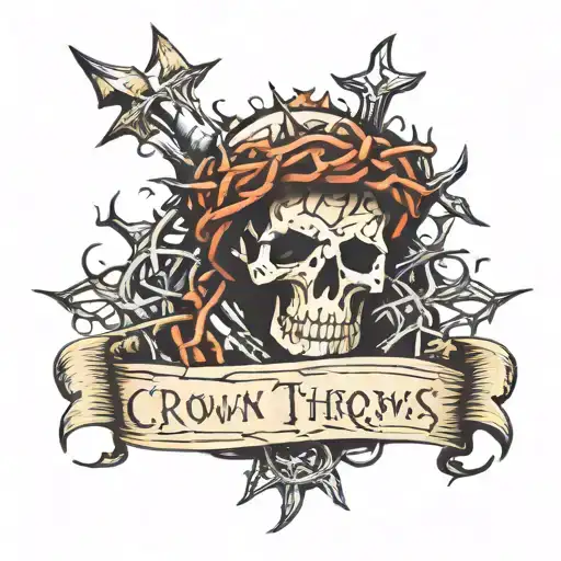Crown of thorns with bible quotes incorporated into the design tattoo design idea