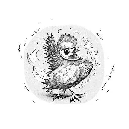 chick nuggets on fire with a skateboard  tattoo design idea