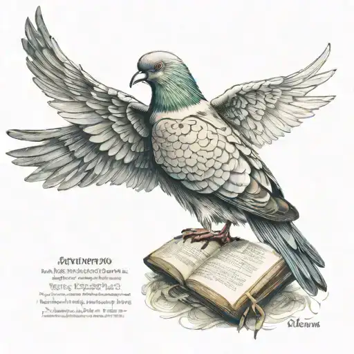 bible quote and a pidgeon tattoo design idea