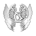 A pair of angel wings forming the shape of the letter AE tattoo design idea