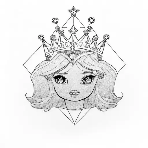 Zyleigh name with a princess crown implemented tattoo design idea