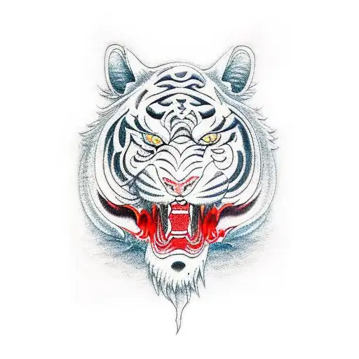red tiger tattoo design idea