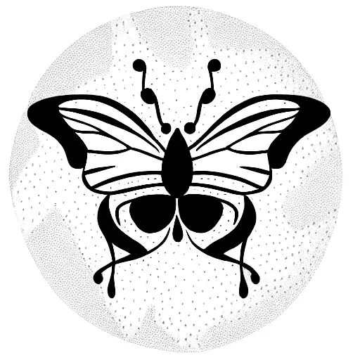 butterfly with flames, bees and stars tattoo design idea