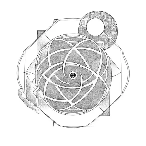 Atlas carrying a ying yang symbol in a fibonacci sequence tattoo design idea