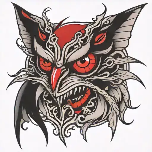 huge red eyes tattoo design idea