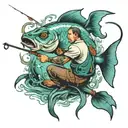 person fishing tattoo design idea