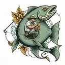 person fishing tattoo design idea