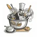 person baking tattoo design idea