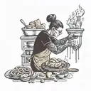 person baking tattoo design idea